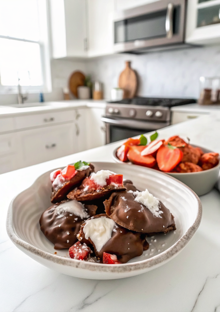 Chocolate Strawberry Frozen Yogurt Bites - Easy Peasy Recipes