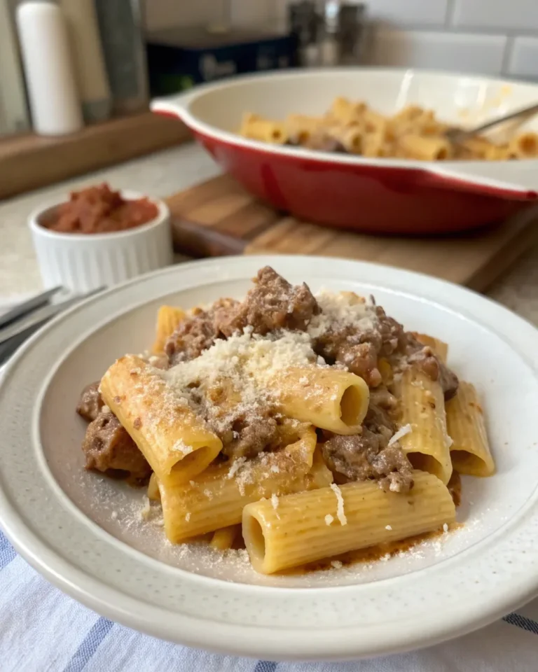 Creamy Parmesan Beef Rigatoni Recipe
