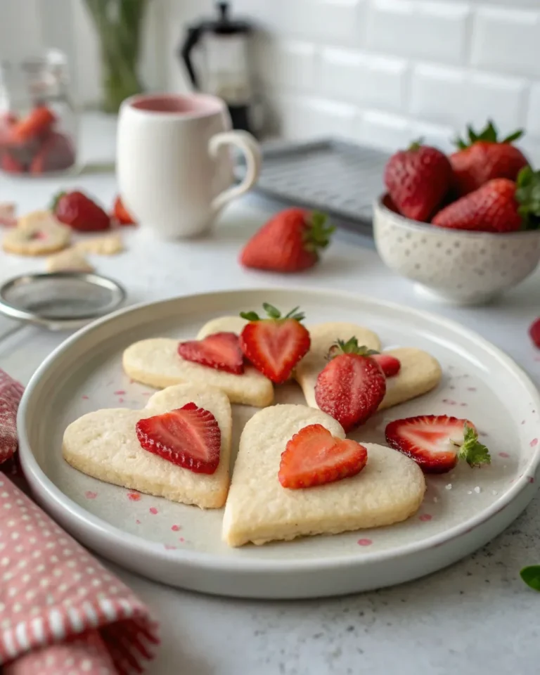 Heart-Shaped Strawberry Shortbread Cookies Recipe
