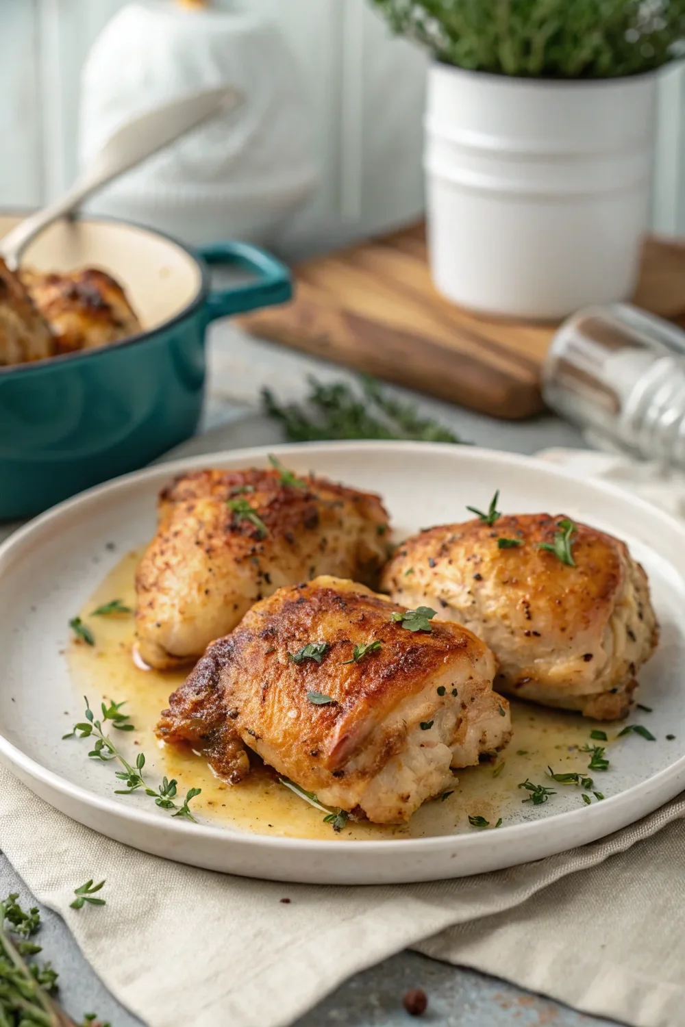 A delicious plate of Oven Baked Chicken Thighs