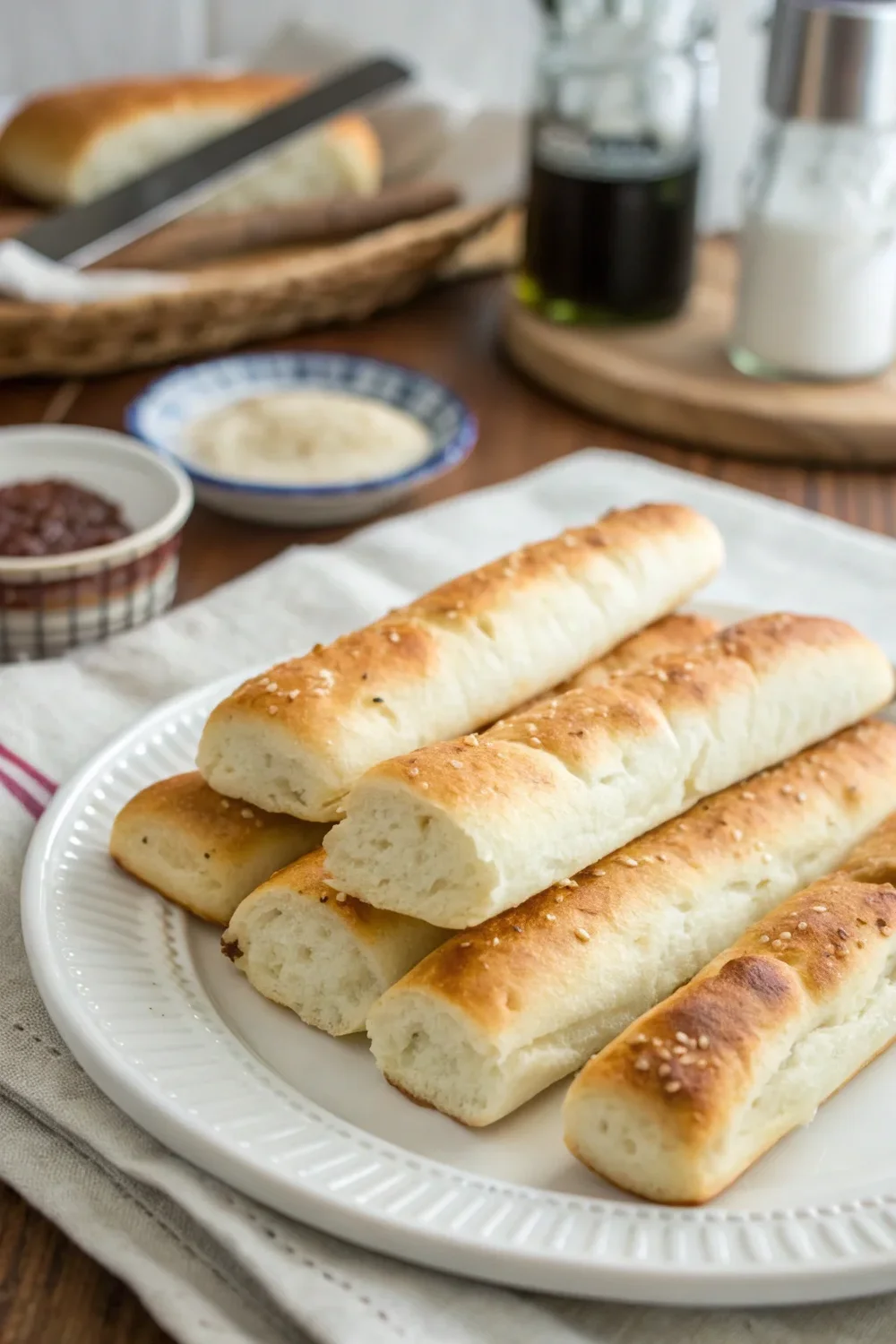 A delicious plate of Quick and Easy Sheet Pan Breadsticks
