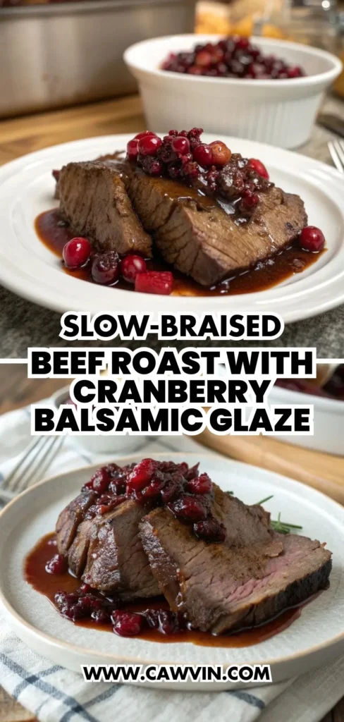 Slow Braised Beef Roast with Cranberry Balsamic Glaze 2 - Easy Peasy Recipes