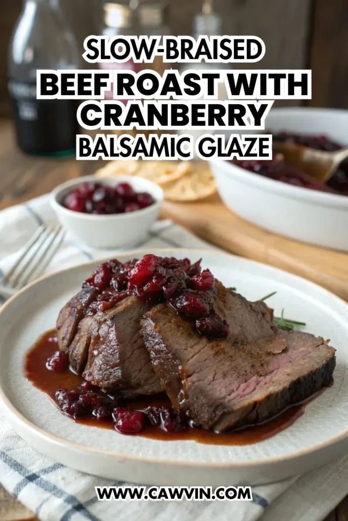 Slow Braised Beef Roast with Cranberry Balsamic Glaze - Easy Peasy Recipes
