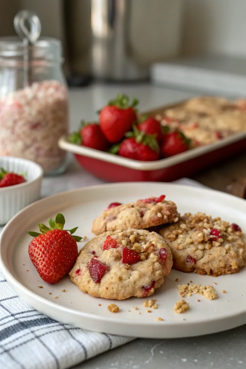 A delicious plate of Strawberry Crunch Cookies