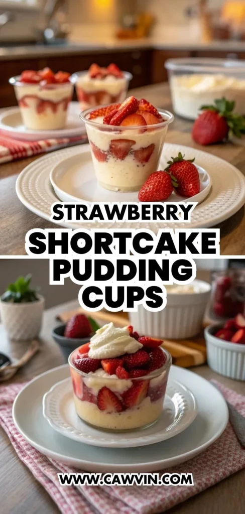 Strawberry Shortcake Pudding Cups 2 - Easy Peasy Recipes