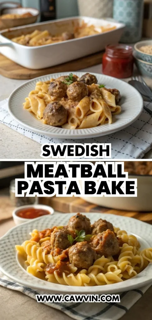 Swedish Meatball Pasta Bake 2 - Easy Peasy Recipes