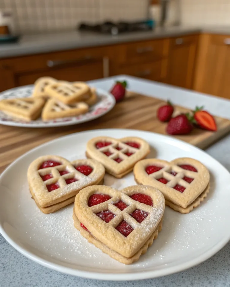 Linzer Strawberry Heart Cookies Recipe