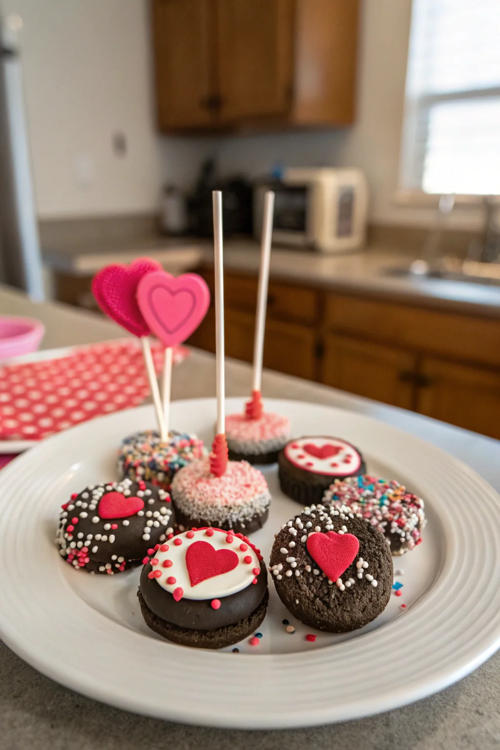 A delicious plate of Valentine’s Day Oreo Pops