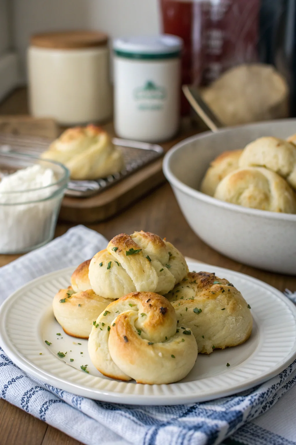 A delicious plate of Cottage Cheese Garlic Knots