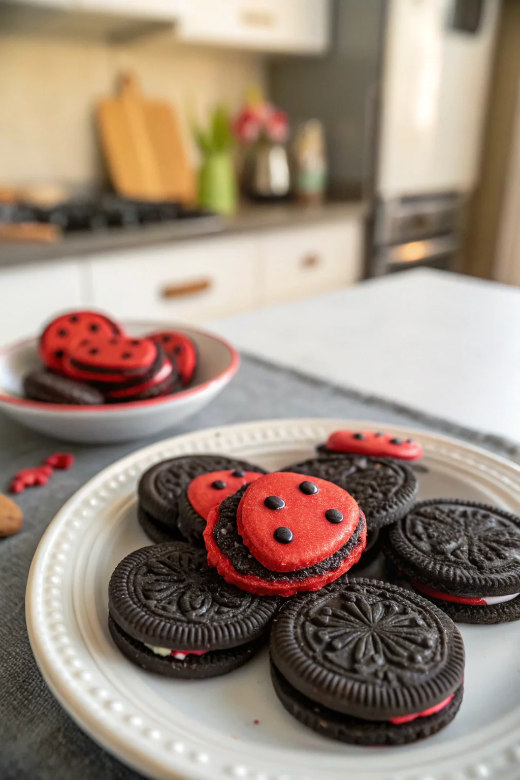A delicious plate of Love Bug Oreo Cookies