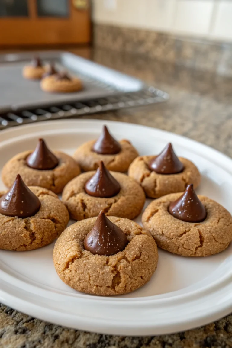 A delicious plate of Chocolate Kiss Cookies