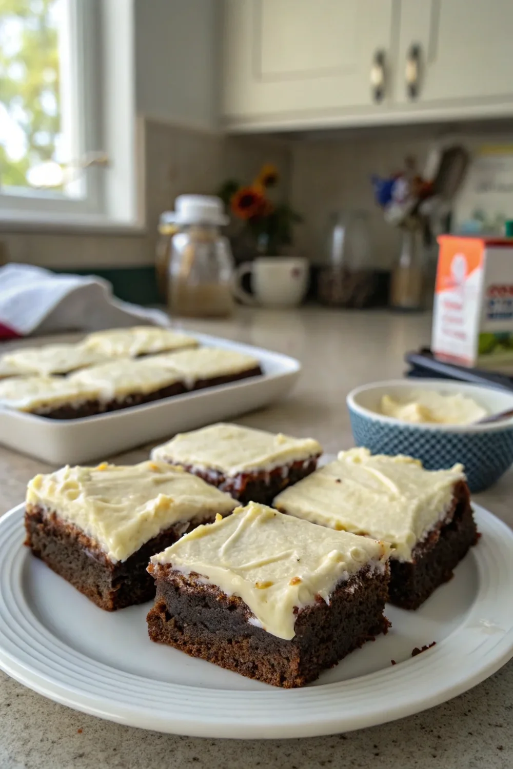 A delicious plate of Cream Cheese Brownies
