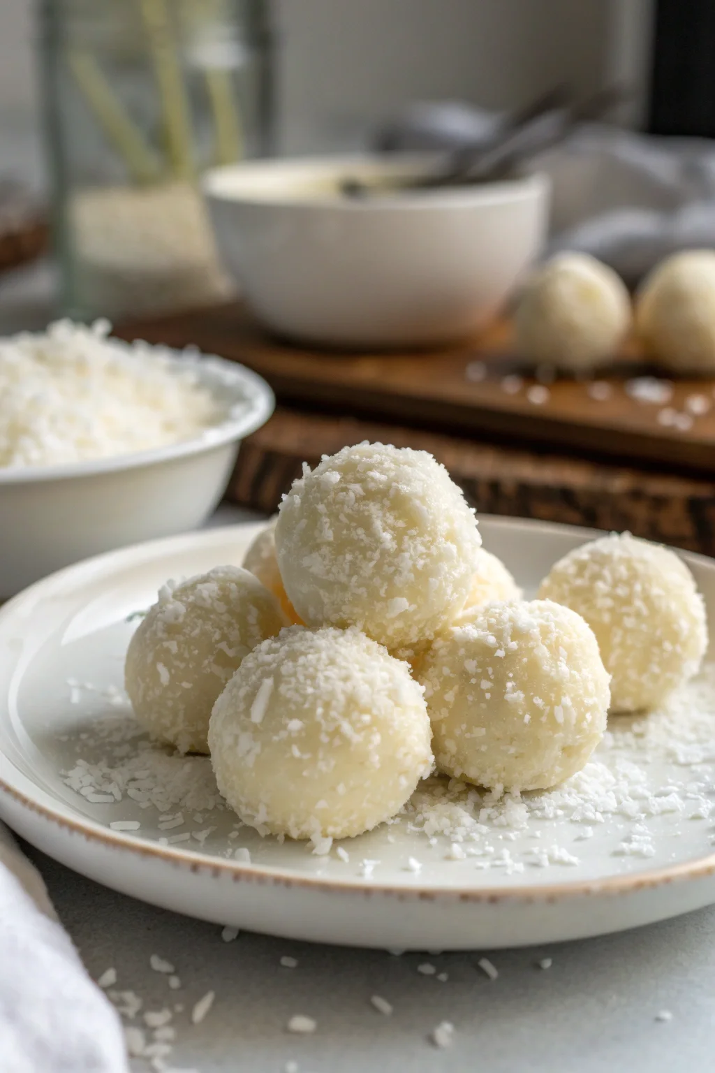A delicious plate of No-Bake Coconut Cream Balls