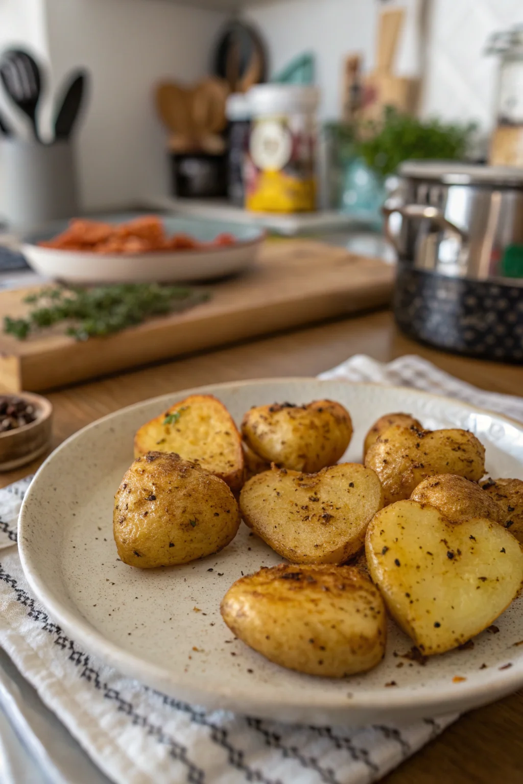 A delicious plate of Roasted Heart Potatoes