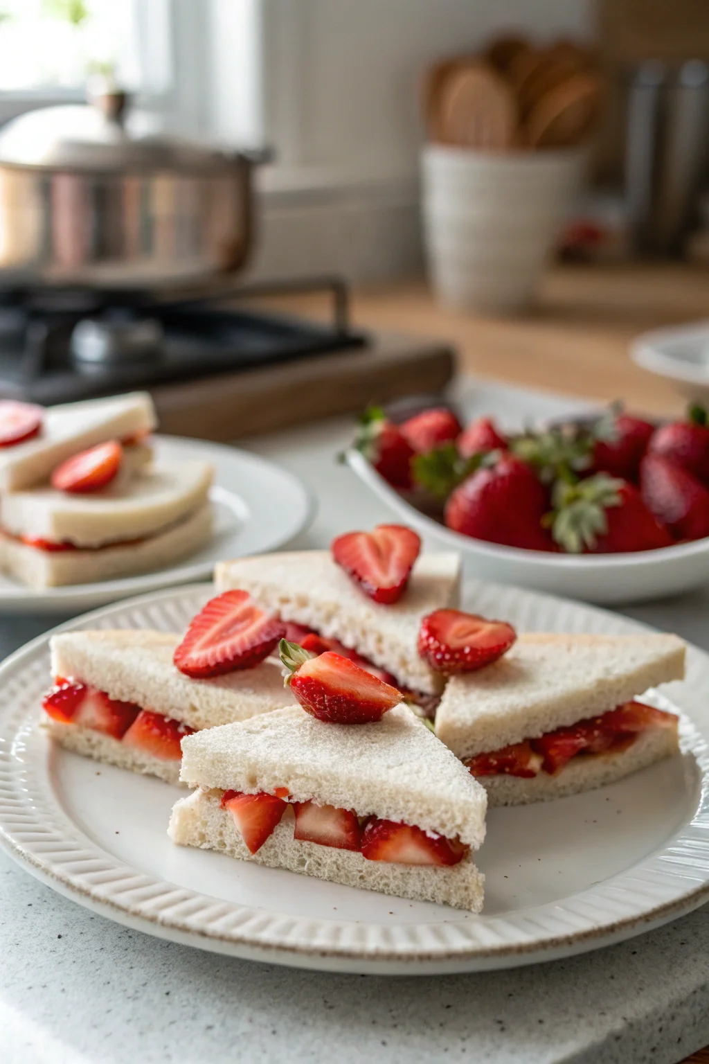 A delicious plate of Strawberry Tea Sandwiches