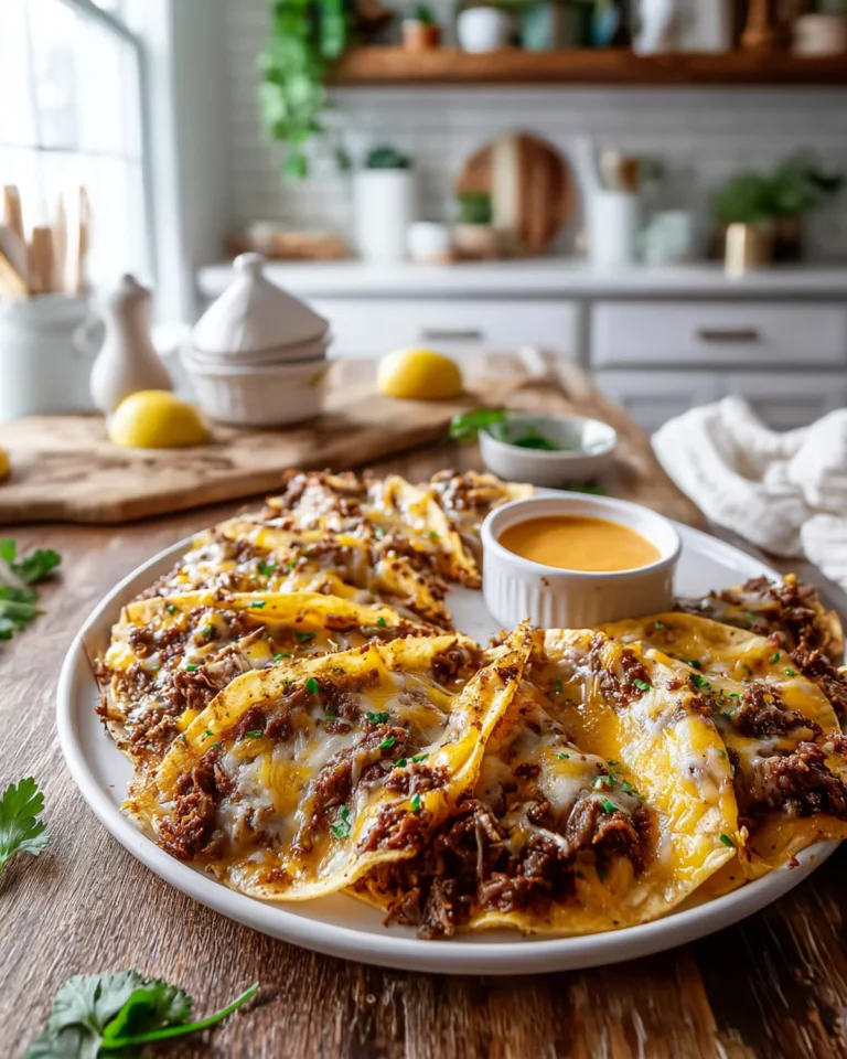 Cowboy Butter Smashed Beef Tortilla Melts with Spicy Dipping Sauce Recipe