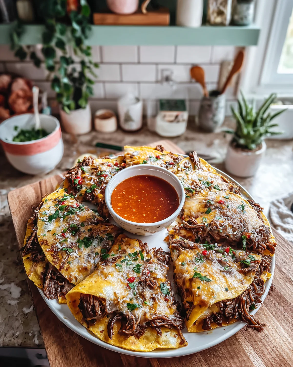 Cowboy Butter Smashed Beef Tortilla Melts with Spicy Dipping Sauce - Image 2