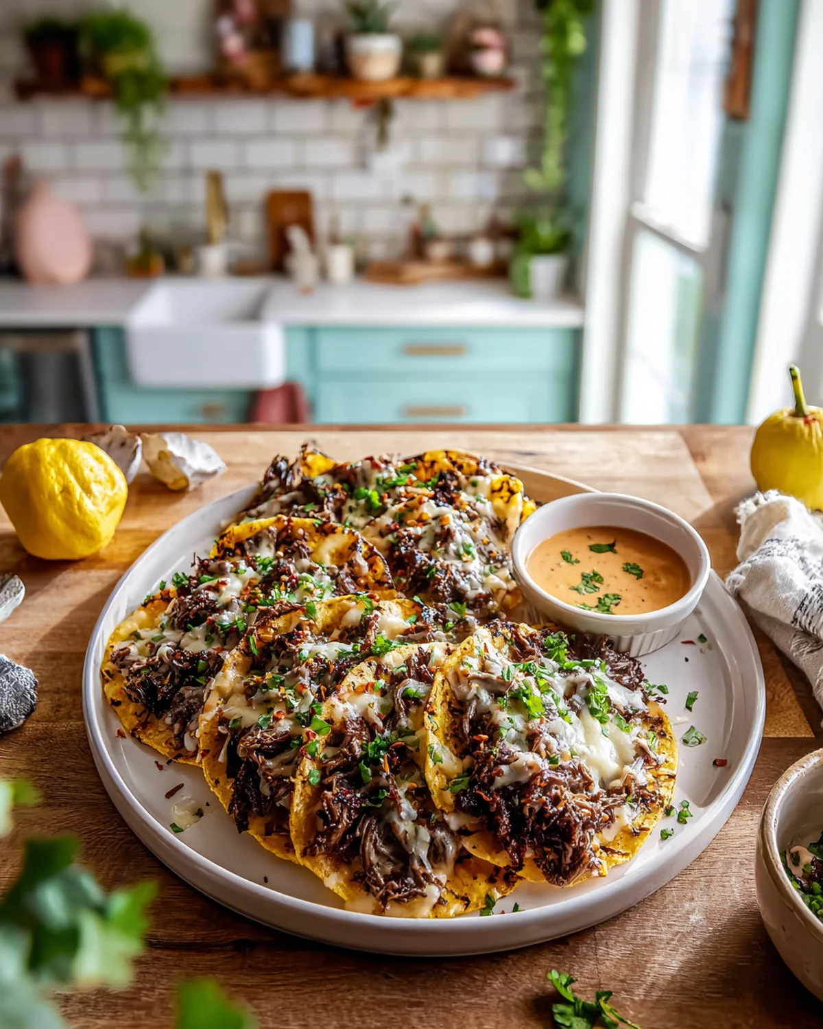 Cowboy Butter Smashed Beef Tortilla Melts with Spicy Dipping Sauce - Image 3