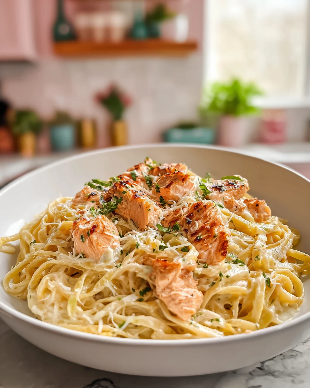 Creamy Air-Fried Salmon Pasta - Image 4