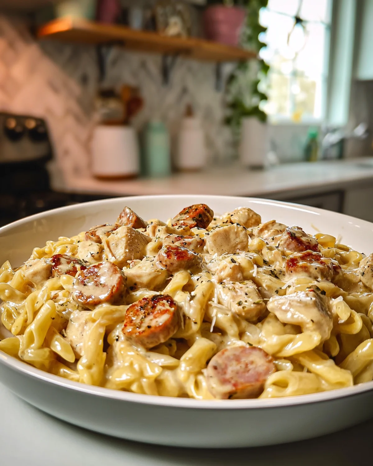 Creamy Pepper Jack Chicken and Sausage Pasta - Image 3