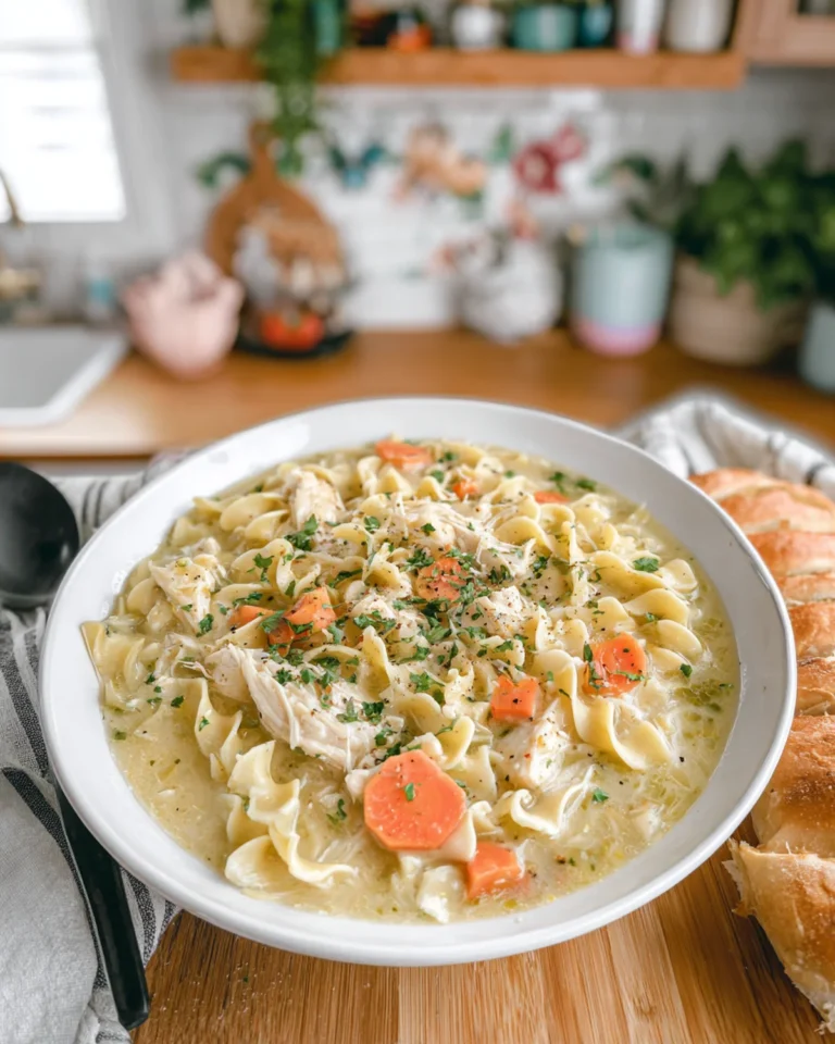 Crockpot Creamy Chicken Noodle Soup Recipe