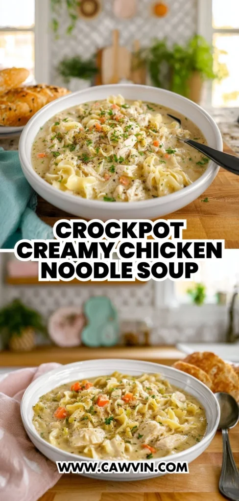 Crockpot Creamy Chicken Noodle Soup 2 1 - Easy Peasy Recipes