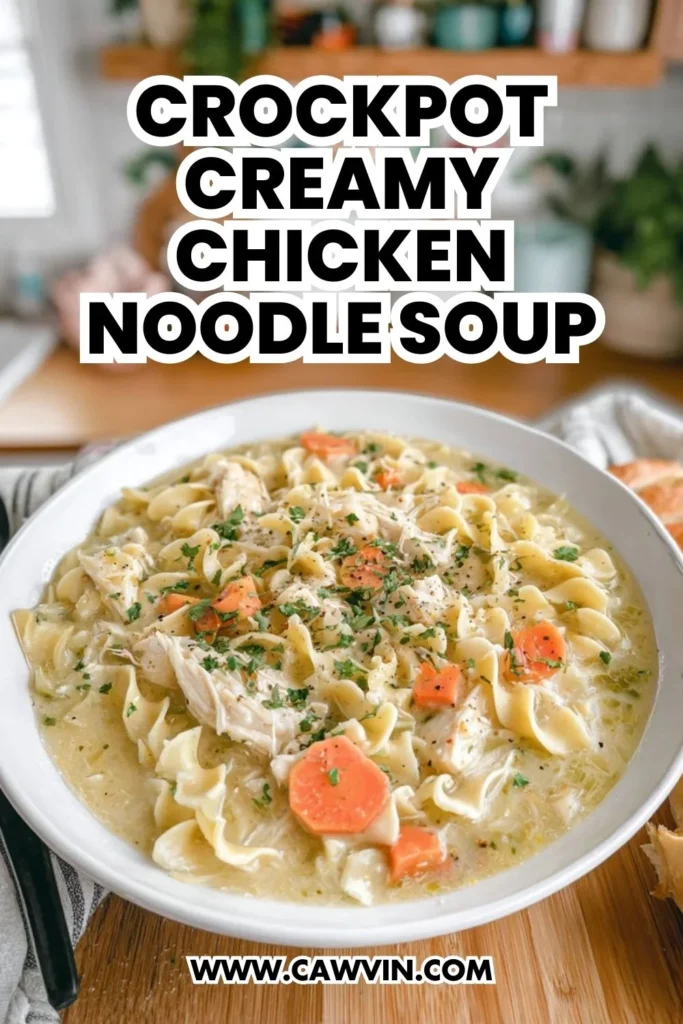 Crockpot Creamy Chicken Noodle Soup - Easy Peasy Recipes