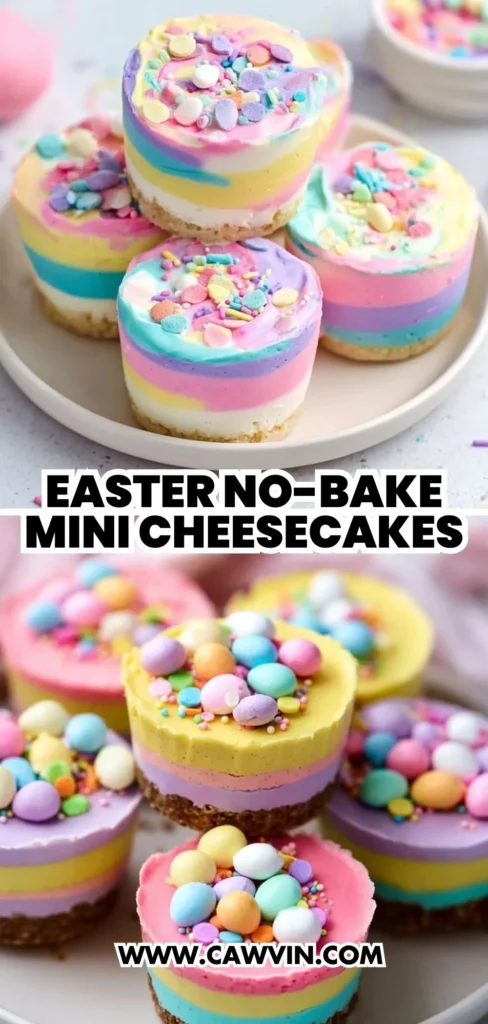 Easter No Bake Mini Cheesecakes 2 - Easy Peasy Recipes