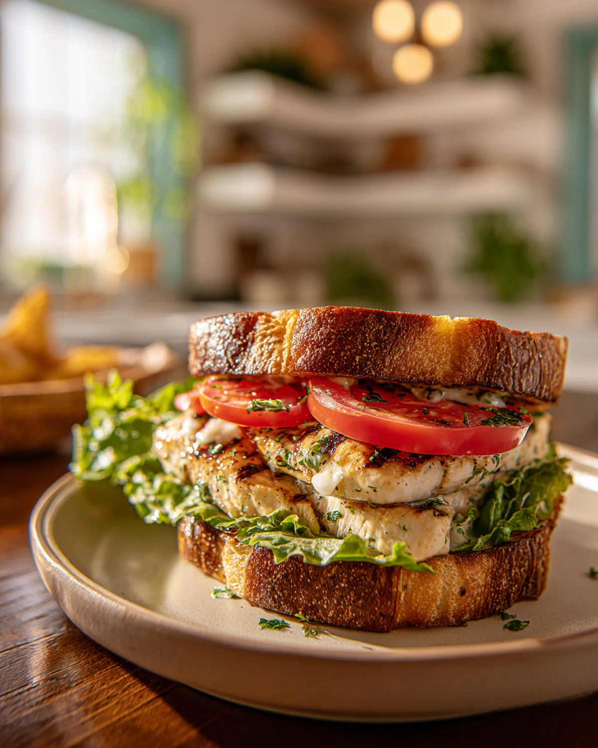 Garlic Butter, Lettuce, Tomato and Grilled Chicken Sandwich - Image 2