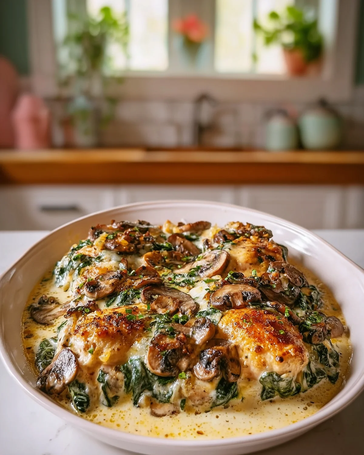 Low Carb Creamy Chicken, Spinach and Mushroom Bake - Image 2