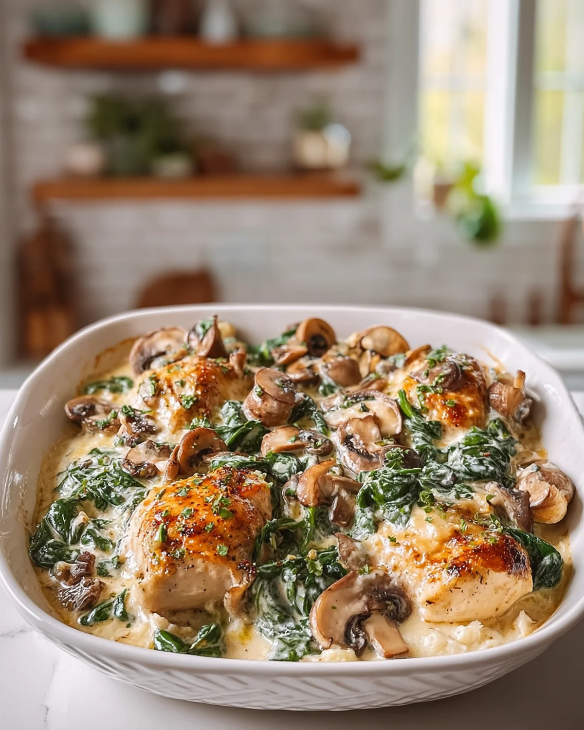 Low Carb Creamy Chicken, Spinach and Mushroom Bake - Image 3