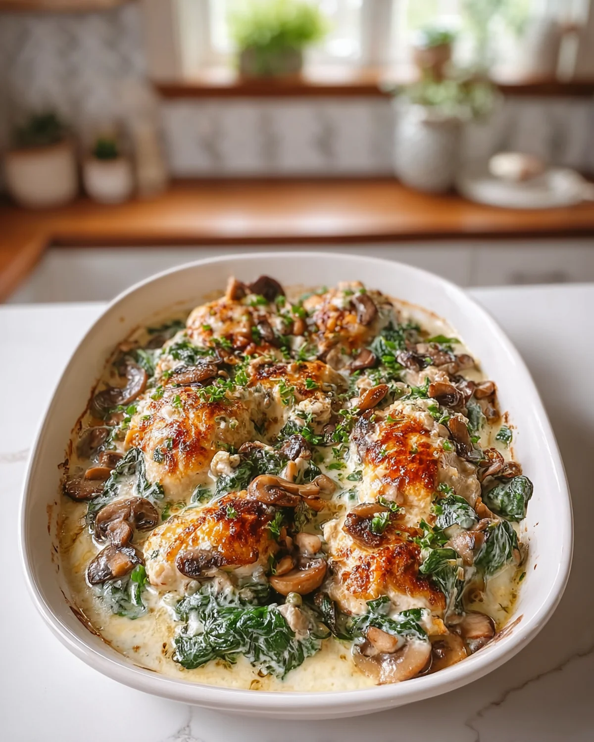 Low Carb Creamy Chicken, Spinach and Mushroom Bake - Image 4