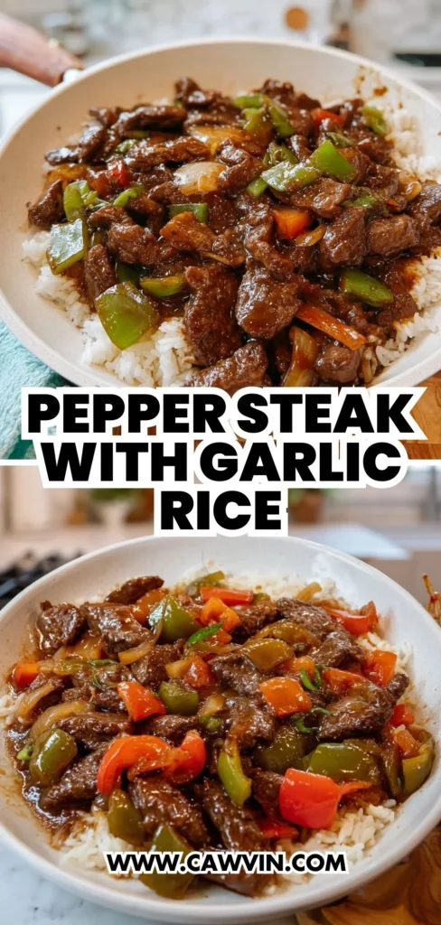 Pepper Steak with Garlic Rice 2 1 - Easy Peasy Recipes