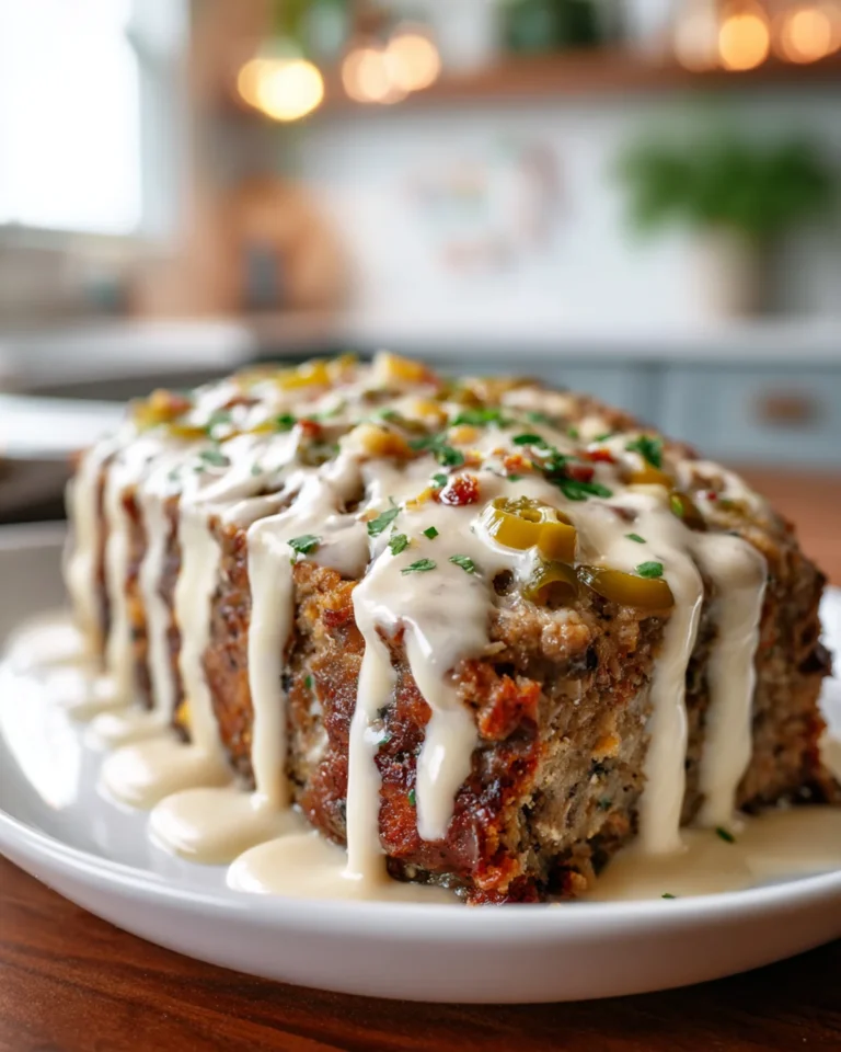 Smoky Jalapeño Popper Meatloaf with Ranch Drizzle Recipe