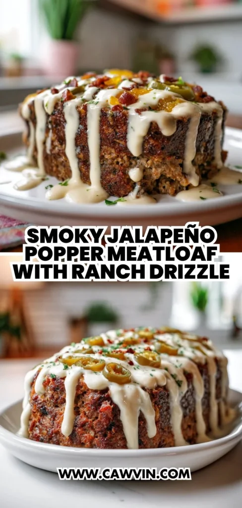 Smoky Jalapeno Popper Meatloaf with Ranch Drizzle 2 1 - Easy Peasy Recipes