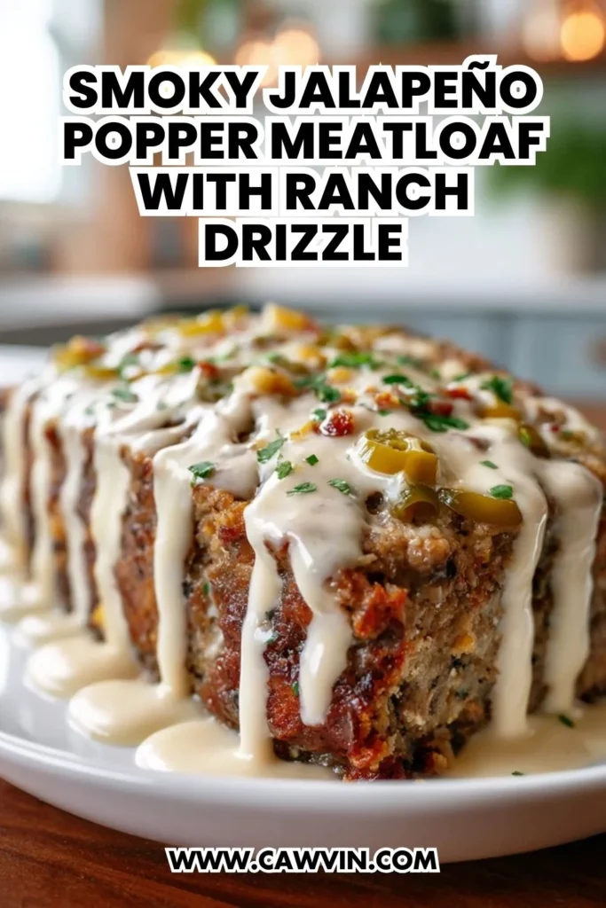 Smoky Jalapeno Popper Meatloaf with Ranch Drizzle - Easy Peasy Recipes