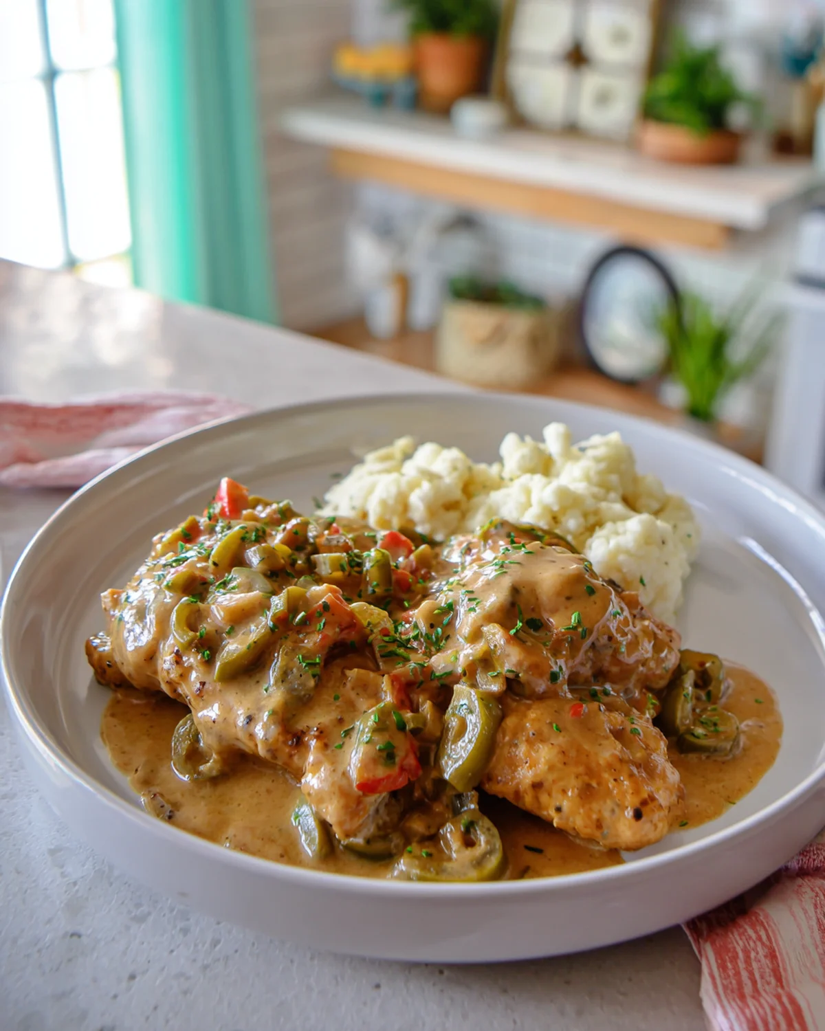 Smothered Chicken with Peppers and Onion Gravy - Image 2