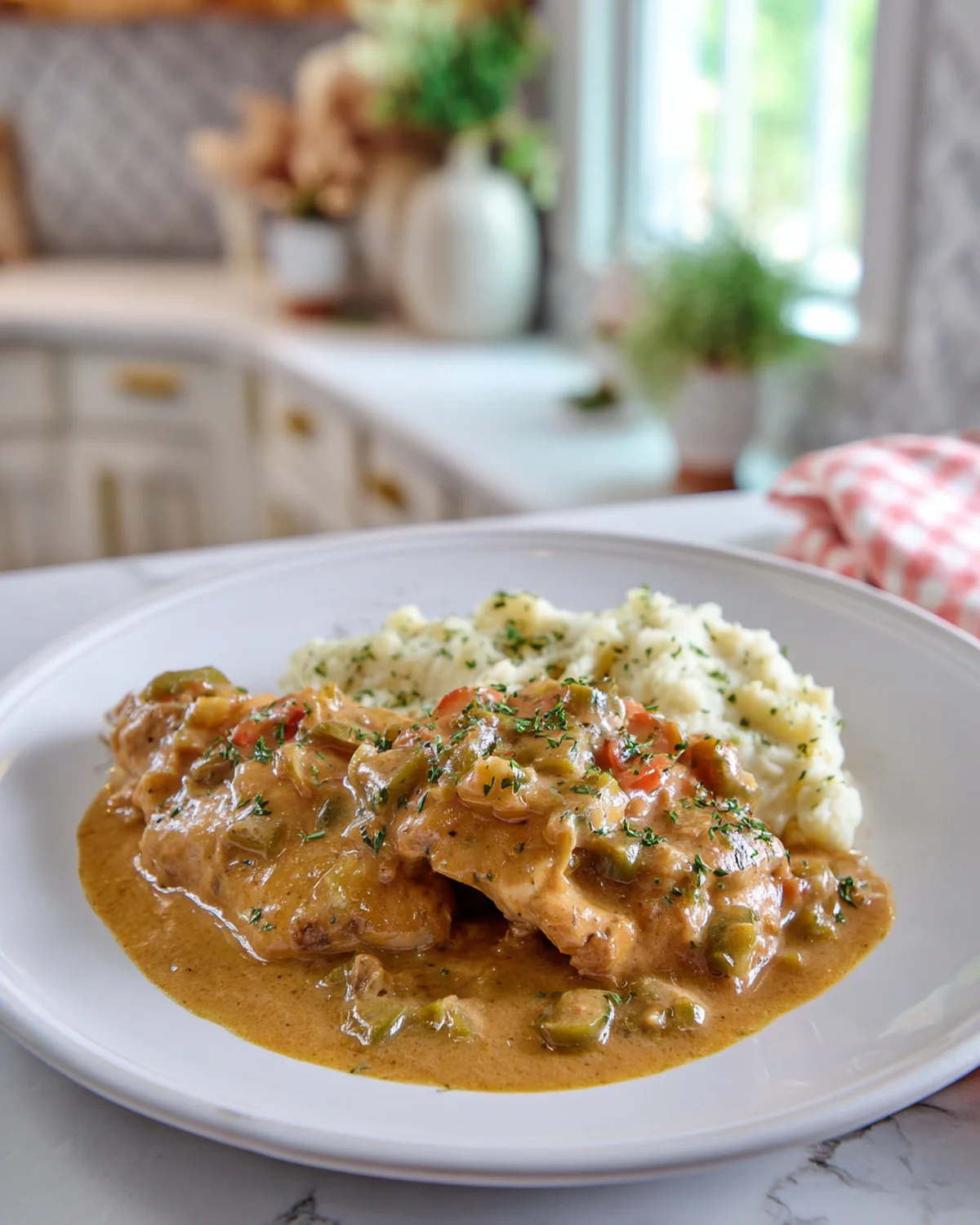 Smothered Chicken with Peppers and Onion Gravy - Image 4