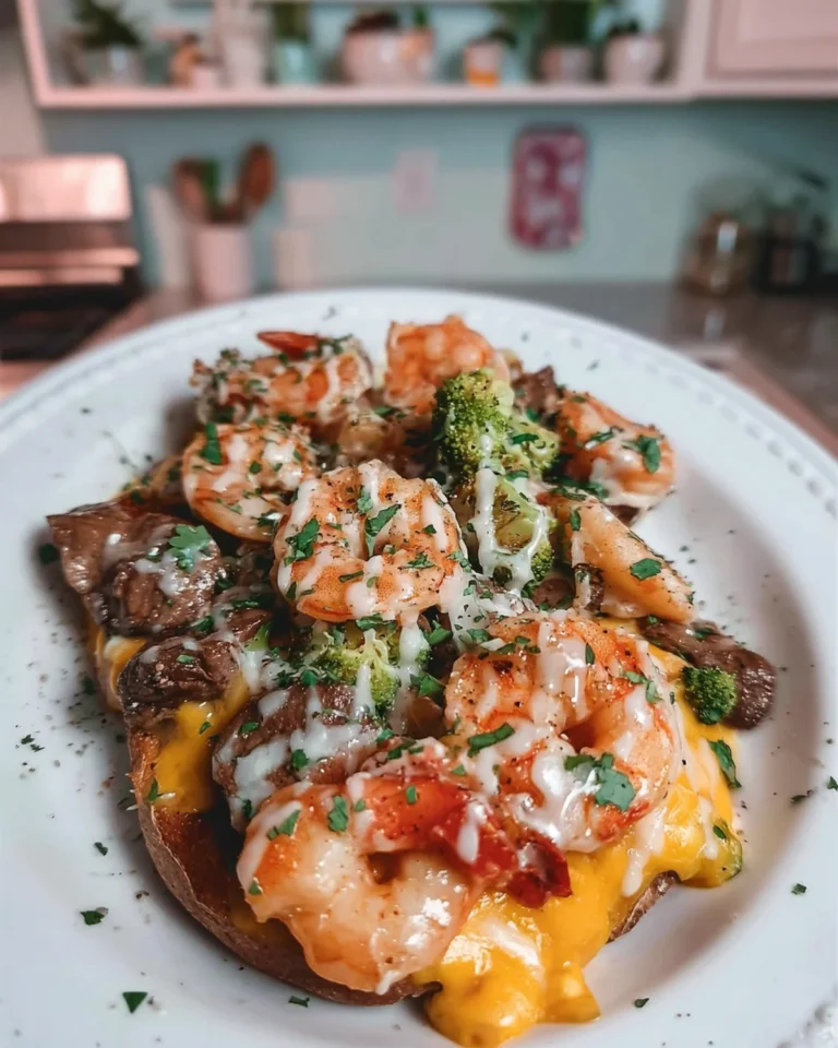 Steak and Shrimp Over a Cheesy Jumbo Recipe