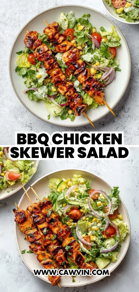 BBQ Chicken Skewer Salad 2 1 - Easy Peasy Recipes