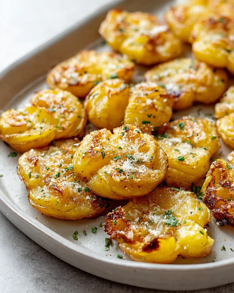 Baked Smashed Potatoes With Garlic and Parmesan Recipe