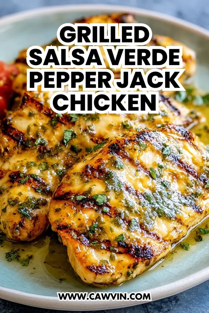 Grilled Salsa Verde Pepper Jack Chicken - Easy Peasy Recipes