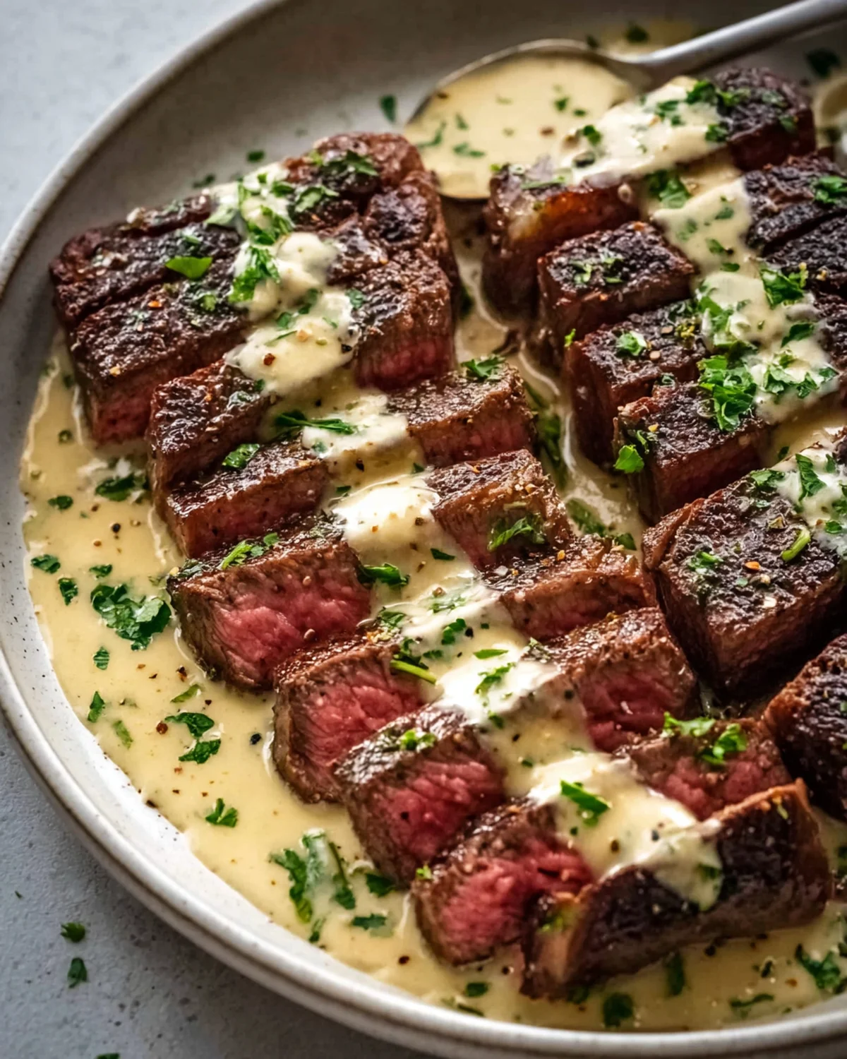Juicy Steak with Creamy Garlic Sauce - Image 2