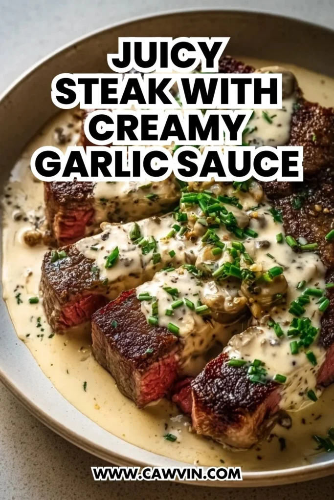 Juicy Steak with Creamy Garlic Sauce - Easy Peasy Recipes