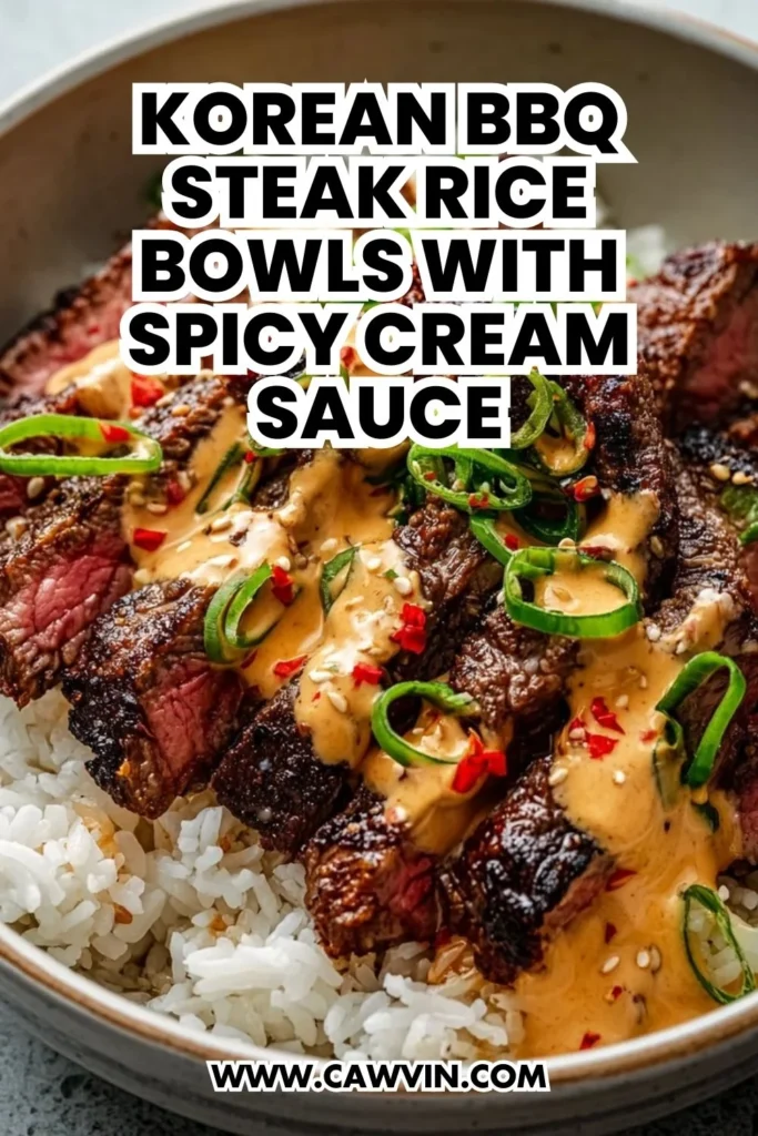 Korean BBQ Steak Rice Bowls with Spicy Cream Sauce - Easy Peasy Recipes
