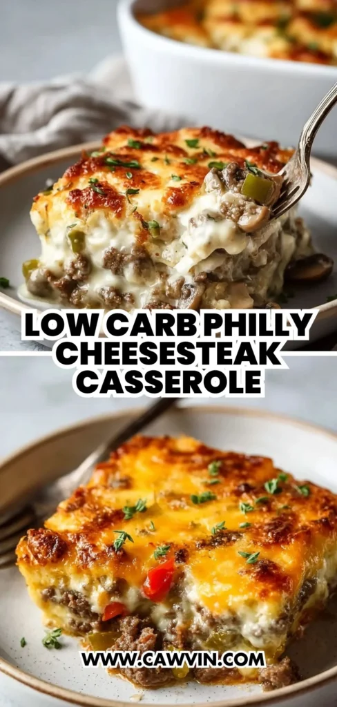 Low Carb Philly Cheesesteak Casserole 2 1 - Easy Peasy Recipes