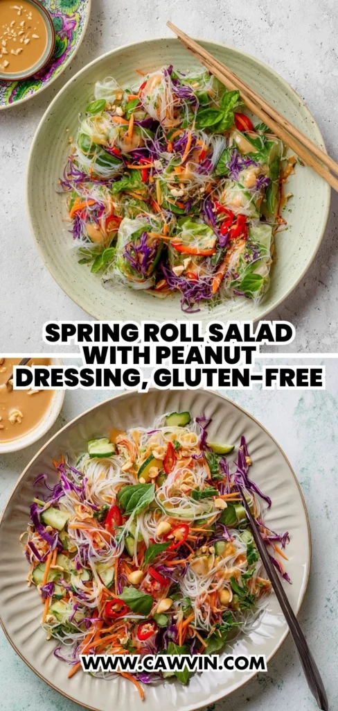 Spring Roll Salad with Peanut Dressing gluten free 2 1 - Easy Peasy Recipes