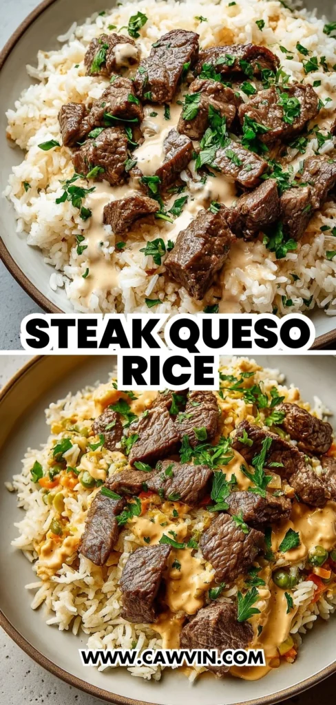 Steak Queso Rice 2 1 - Easy Peasy Recipes