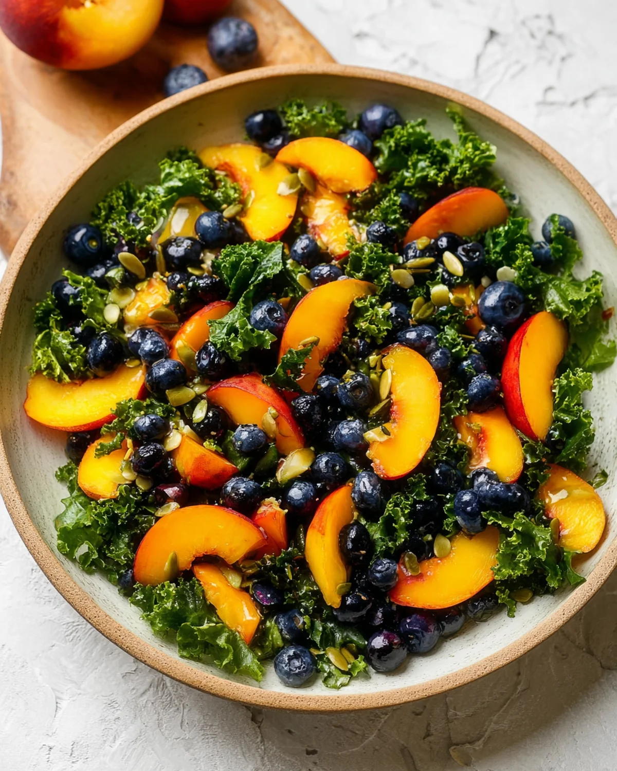 Summer Peach Blueberry Kale Salad - Image 3