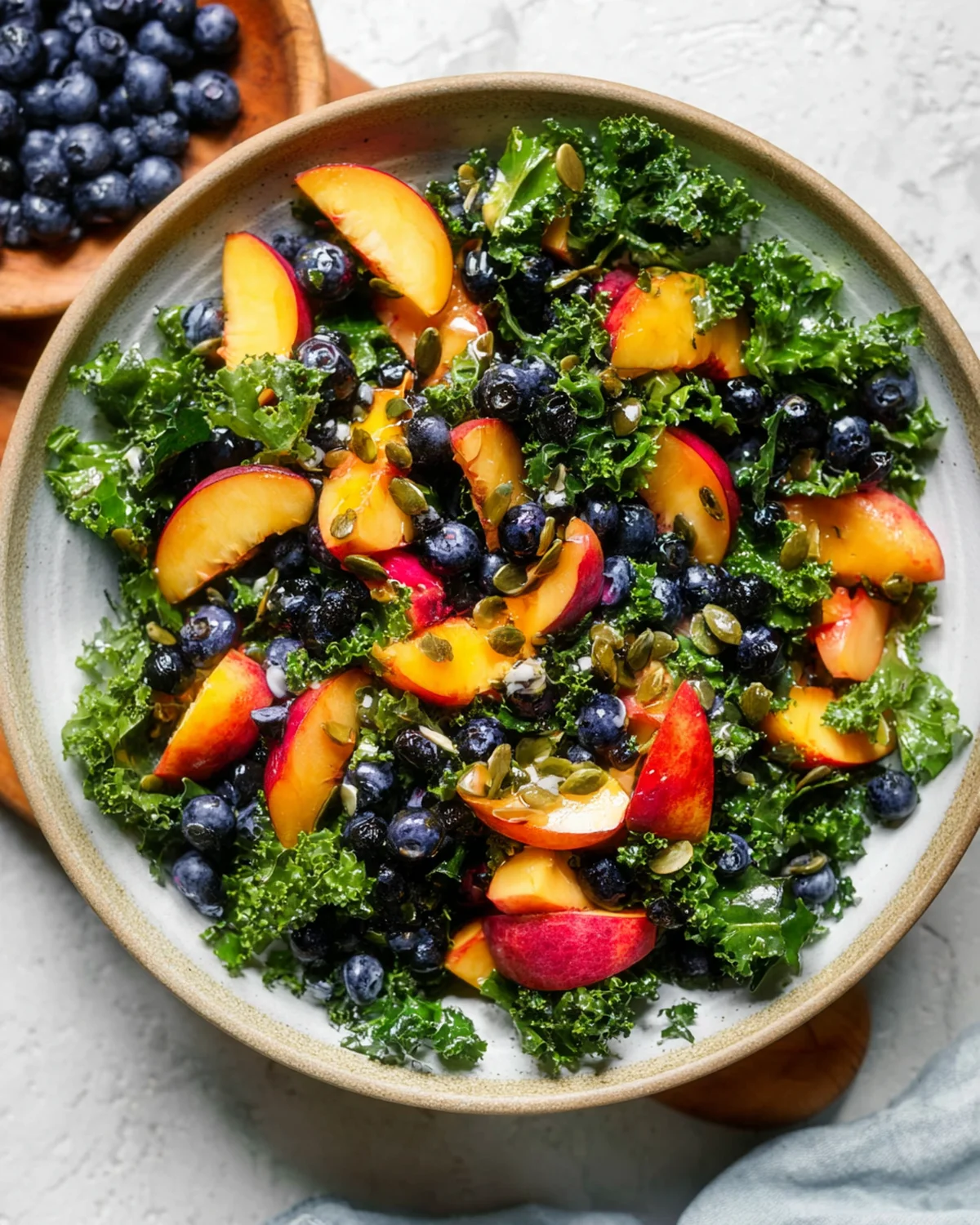 Summer Peach Blueberry Kale Salad - Image 4